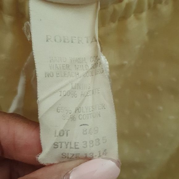 Vintage Roberta California Lemon Yellow Lace & Dots Prairie Dress 13/14 - Picture 4 of 8